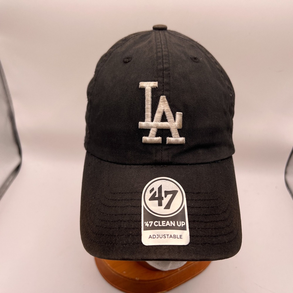 47 Brand Los Angeles Dodgers Clean Up Hat Black Adjustable Baseball Cap LA Logo